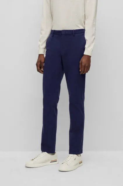 Hugo Boss Mens 'Kaito1' Mid Blue Slim Fit Cotton Blend Chinos Pants 36R