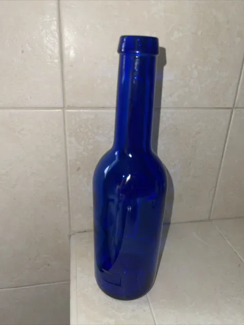 Cobalt Blue Glass Bottle John Harvey H 375 ml Spain Collectable Fast US Shipping