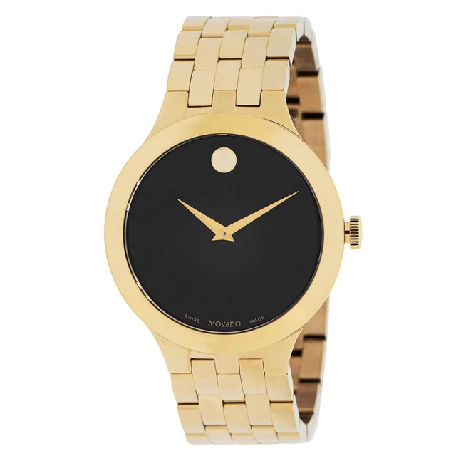Orologio Movado Unisex Veturi Quarzo Quadrante Nero Oro Giallo Cassa Bracciale 0607417