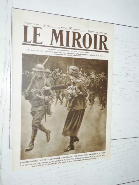 Miroir 14/07 1918 Guerre 14/18 Fete Nationale Sammies Foch Pershing Kerensky