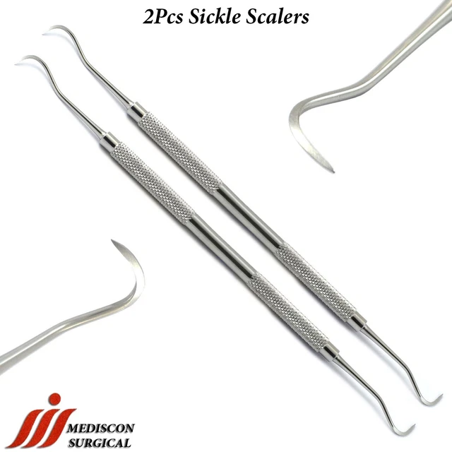 2Pcs Dental Sickle Scalers H6/H7 Subgingival Calculus Remover Sharp Anterior CE