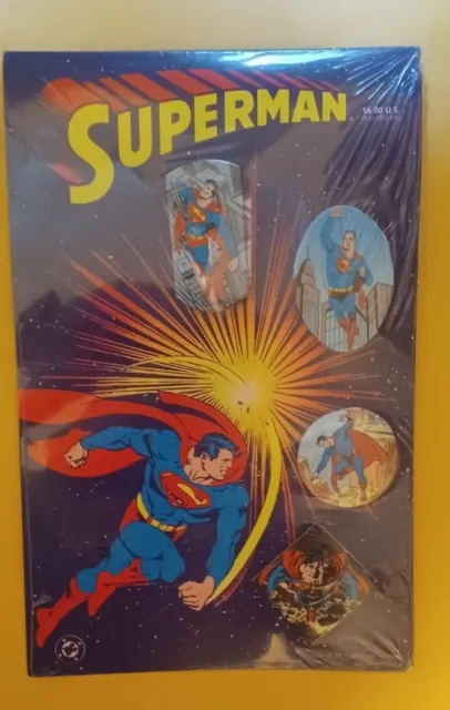 superman pin/button 4 pack set shuster swan byrne ordway dc comics 1988 sealed