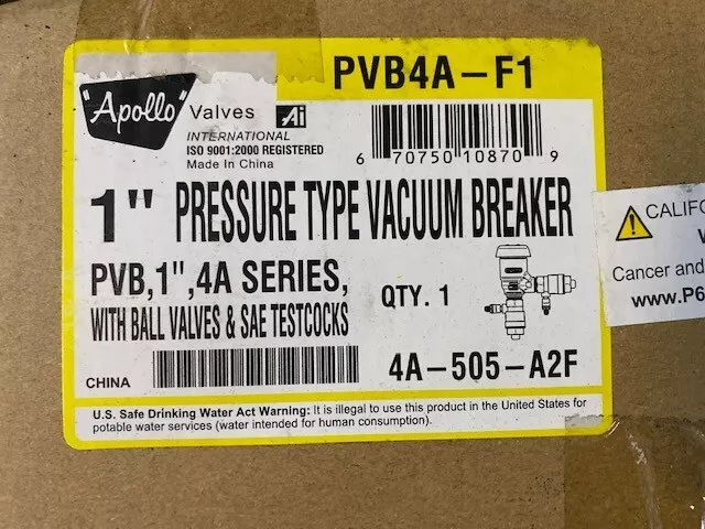 Apollo 1 in 4A505A2F PVB4A Backflow Preventer 1" Bronze, Pressure Vacuum Breaker