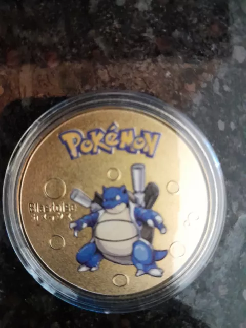 New Blastoise Gold Plated Coin Collectible-Metal  ( slight damage  on the case).