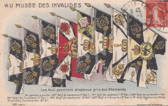 CPA AK PARIS MUSEUM OF THE INVALID The first 8 FLAGS taken from the Germans 1915