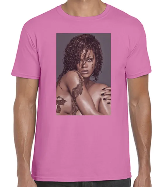 Rihanna Naked Sexy Cool Fashion Mens Tshirt Short Sleeve T-Shirt Ideal Gift