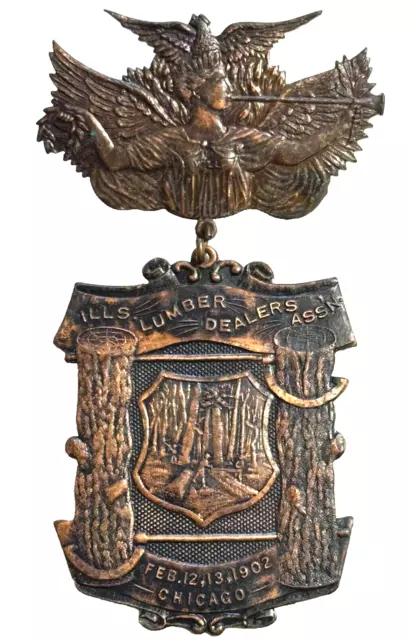1912 Illinois Lumber Dealers Association CHICAGO Bade Medal Angel Trumpeter