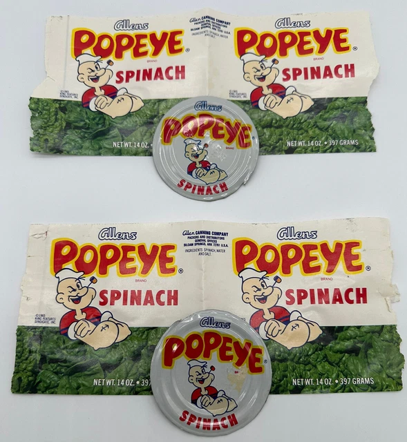 ALLENS 1965 LABEL Collectible Popeye Spinach Can Sealed Unopened Full Can  £29.00 - PicClick UK