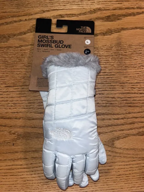 NWT The North Face Youth Girl's Mossbud Swirl Glove ICE BLUE/MELD GREY LARGE