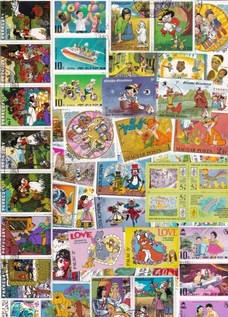 100 verschiedene Briefmarken Walt Disney , Comic , Kinder , Cartoon