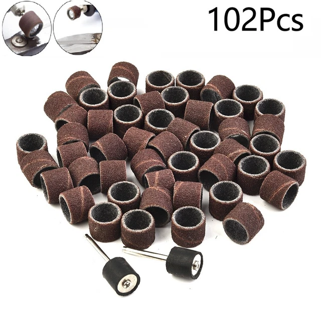 500 Pièces Tambours De Ponçage 1/2 Pouce 80 Grains Pour Dremel - Avec 10 Mandrins