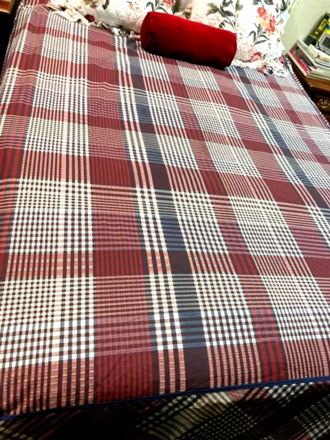 Tommy Hilfiger Buckaroo Red White Blue Plaid Checked Duvet Cover 100% Cotton 2