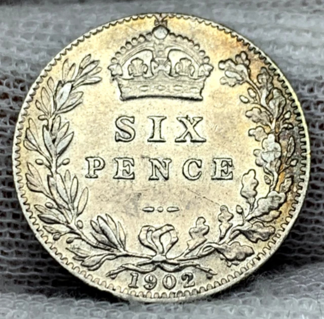 Great Britain 1902 Silver Sixpence Beautiful Uncirculated