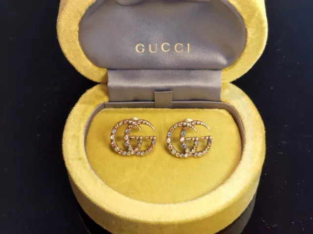 GUCCI INTERLOCKING GG CRYSTAL EARRINGS - Box & Dust Pouch Included