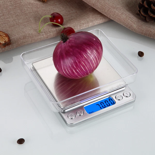 Scala digitale-cucina-acciaio inox-peso-bilanciamento-scala 3kg/0,1g