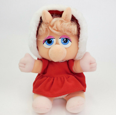 Vintage 1987 Miss Piggy Baby Christmas 11.5” Soft Plush Stuffed Doll Jim Henson