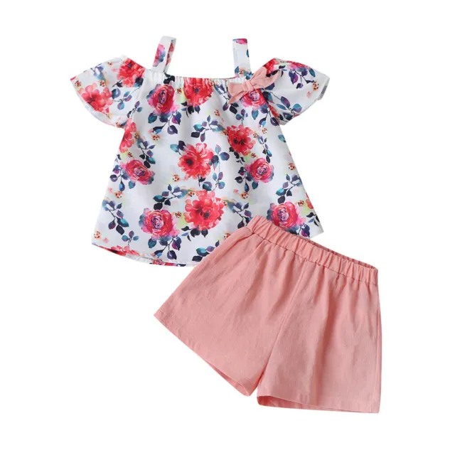 Toddler Baby Kids Girls Summer Floral Tops + Shorts Set Casual Outfits Clothes 5