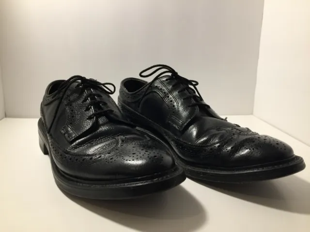 MEN'S DEXTER DRESS Shoes USA Black Wingtip Leather Oxfords Size 9-1/2 B ...