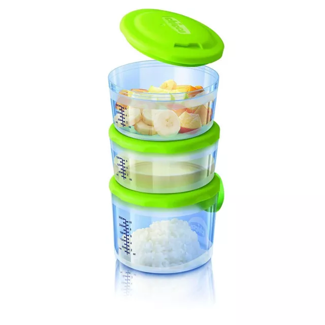 Chicco Set 3 Containers Thermos Baby Feeding System Easy Meal (2x180ml &