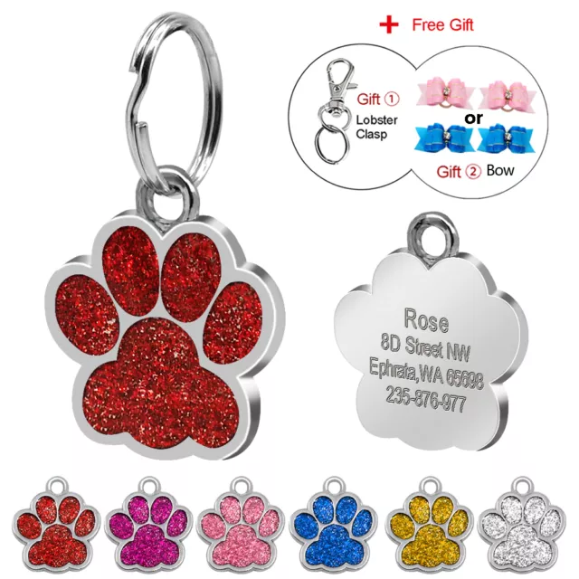 Glitter Paw Custom Dog Tags for Pets Engraved Pet Puppy Cat Name ID Collar Tags