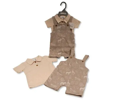 Baby Boy 2pc Dungaree Set | Safari Jungle theme | 3-12 months