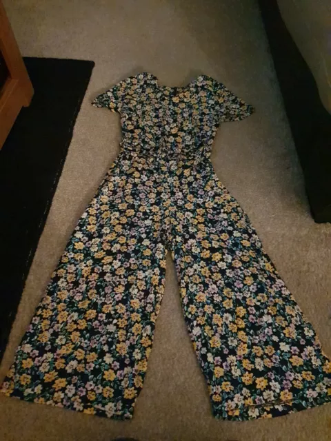 SAINSBURYS TU JUMPSUIT Black Yellow Pink Blue White Floral Flared
