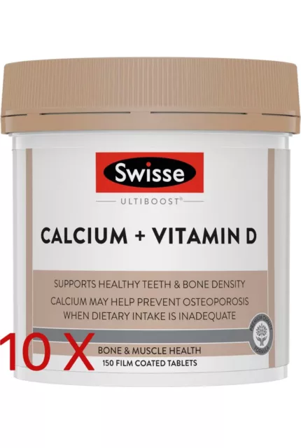 BEST PRICE BULK BUY 10 x SWISSE ULTIBOOST CALCIUM + VITAMIN D 150 TABLETS