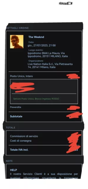 Biglietto Concerto The Weeknd Milano 27/07/2023 Posto Unico Ippodromo SNAI