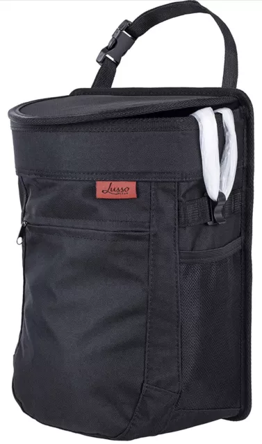 Lusso Gear Spill-Proof Car Trash Can 2.5 Gallon Hanging Garbage Bin for Men a...