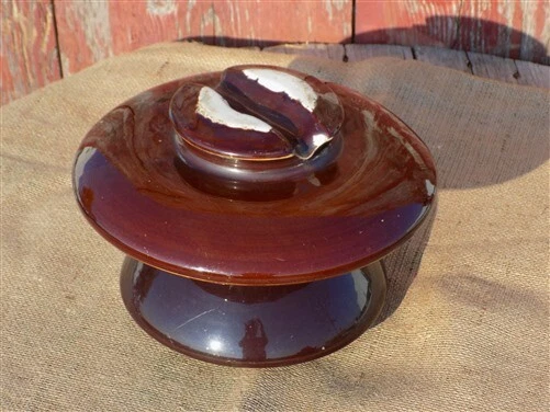Brown Ceramic Porcelain Insulator, 2 Tier High Voltage Insulator D,