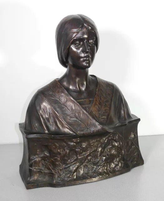⚜️ Antica Scultura Busto Donna Bassorilievo Terracotta Koenig Lengsfeld Statua