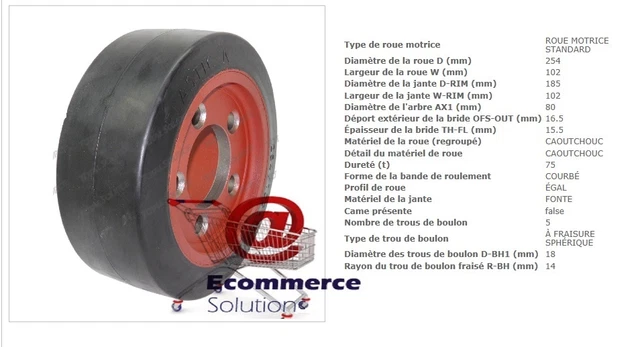 Roue Motrice Caoutchouc Pour Gerbeur LINDE FENWICK XG10 XG12 - Référence 0039902325 - Neuve