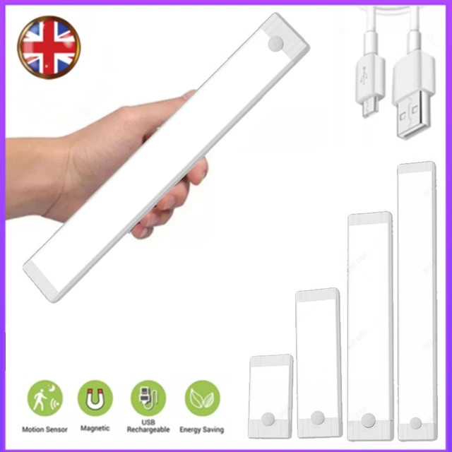 STRIP LIGHT LED PIR Motion Sensor USB Rechargeable Magnetic Cabinet ...
