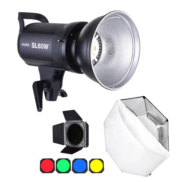 Godox SL-60W LED Lampe Studioleuchte + 95cm Bowens Softbox + BD-04 Barndoor Set