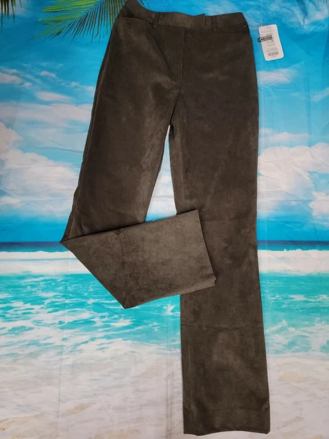 CARLISLE Size 4 stiletto Womens High-rise Vegan Suede Green Pants Lined NWT #CB6