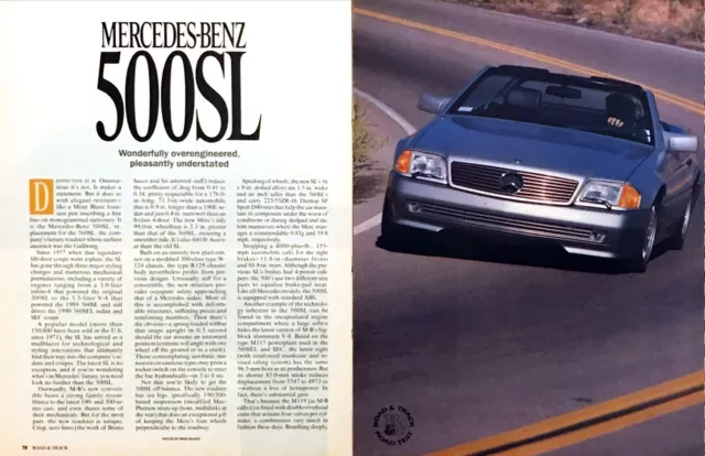 1990 Mercedes-Benz 500SL Convertible Road Test Tech Data Photos Review Article 2