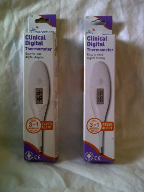 2x Dreambaby Digital Clinical Thermometers Kids Baby Oral Underarm Fever Alert