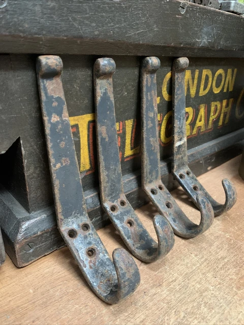 Vintage Coat Hooks old school Set Of 4 metal cast iron reclaimed more listed