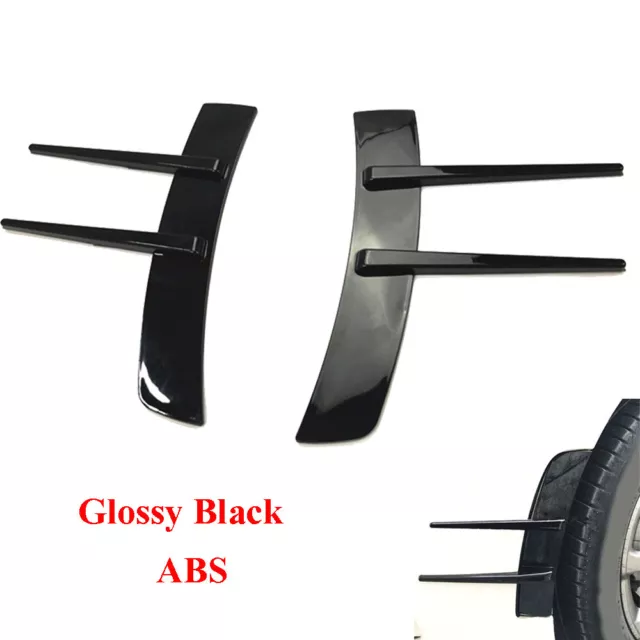 2x Glossy Black Car Body Side Fender Wing Shark Fin Cover Trim Sticker Universal