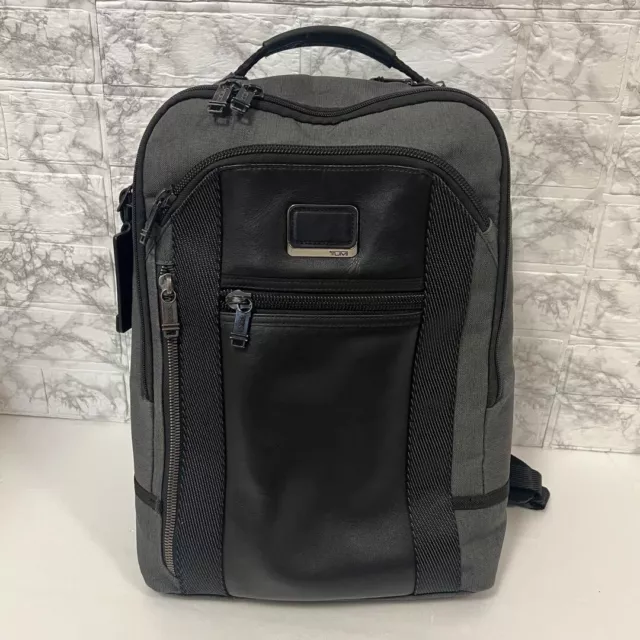 TUMI Alpha Bravo Davis Backpack in Rare Grey - Durable Ballistic Nylon & Leather