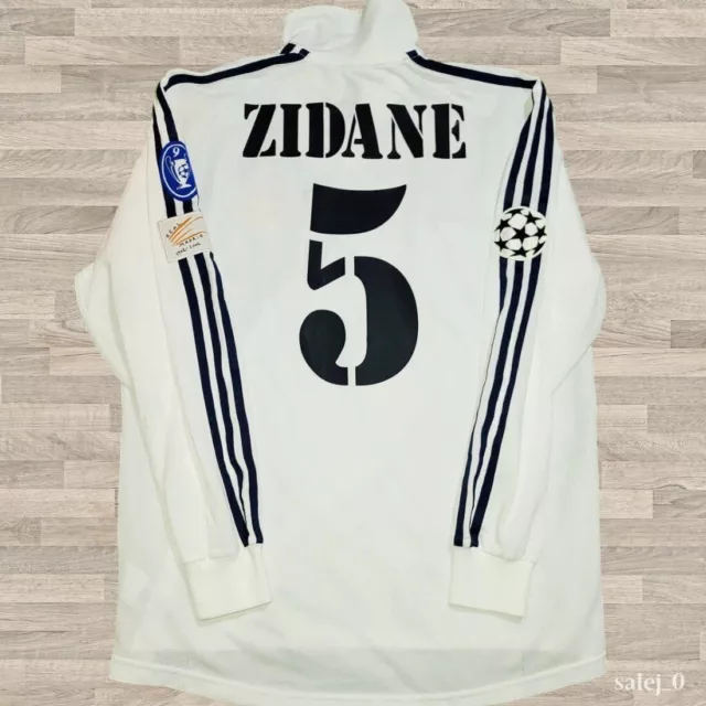 Camiseta deportiva de manga larga de Zidane #5 del Real Madrid 2002-2003 clásica retro UCL S