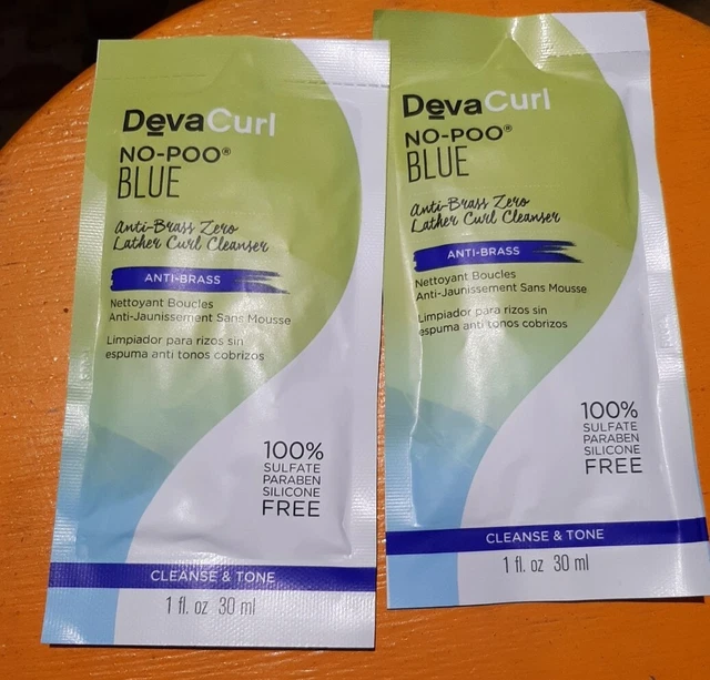 Deva Curl No-Poo Blue Anti Brass Curl Cleanser (1oz/30mL) NEW; LOT OF 2
