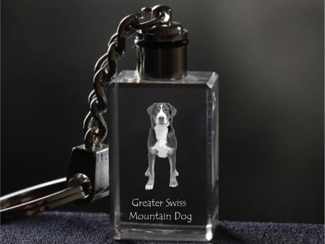 Greater Swiss Mountain Dog, Dog Crystal Keyring, High Quality,Crystal Animals CA