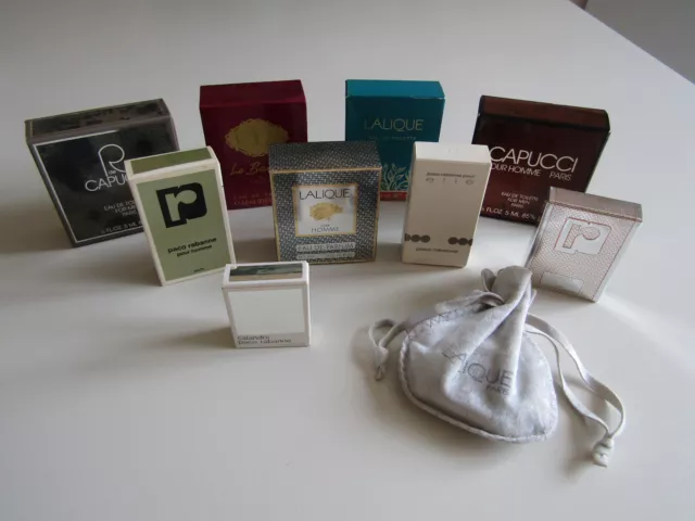 Lot de 10 miniatures de parfum : Lalique, Rabanne Paco, Capucci avec boites 2