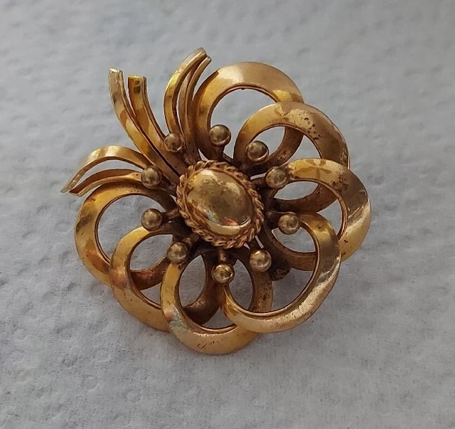 Broche Ancienne Fine En Plaqué Or Avec Strass ORIA - Occasion - Bon état D'usage