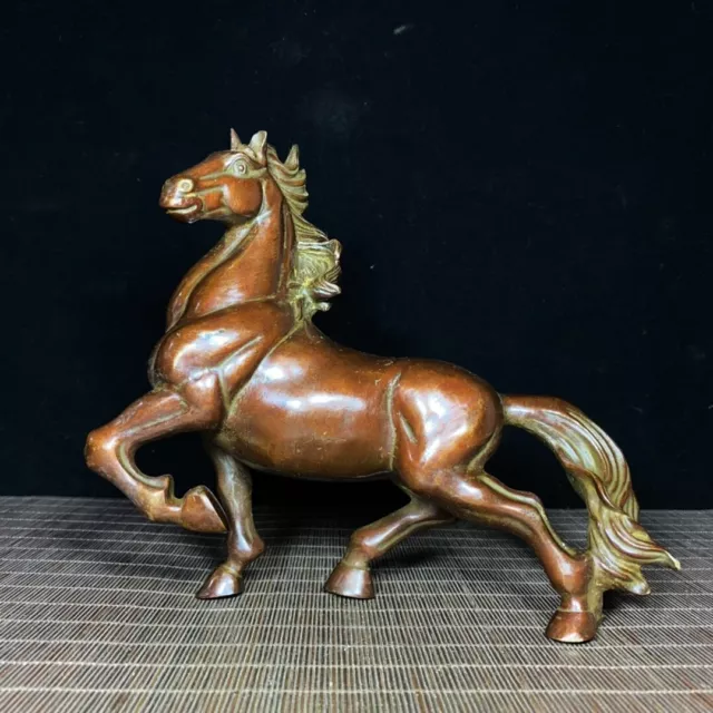Chinese old copper handmade carven horse exquisite statue