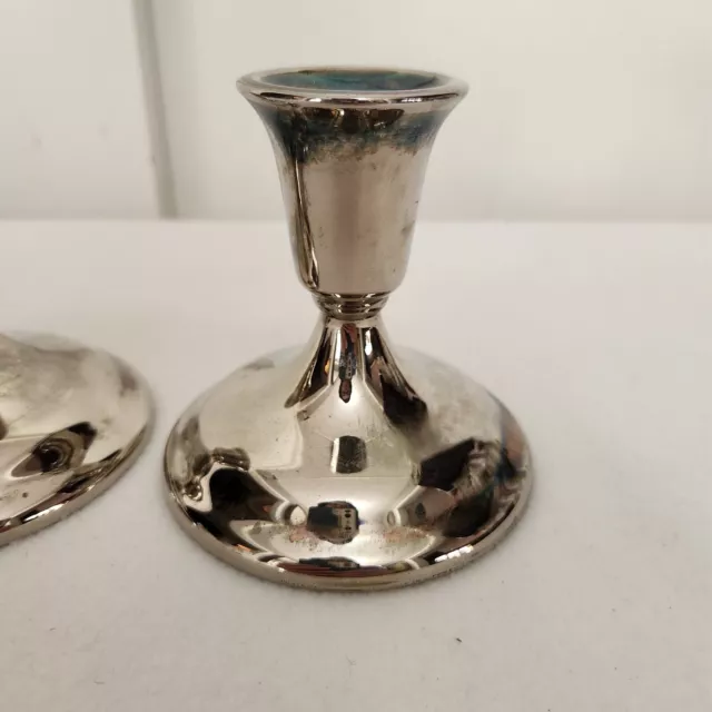 Vintage Silverplate Wm A Rogers Low Taper Candle Stick Set ROMANTIC TABLE FORMAL 2