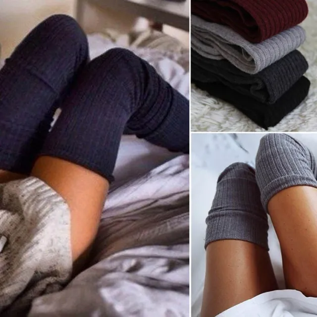 Damen Überknie Overknee Lang Socken Strümpfe Kniestrümpfe Winter Warm Stockings 2
