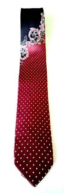 Cravate Versace Bordeaux / Noire 100% Soie - Made In Italy 3