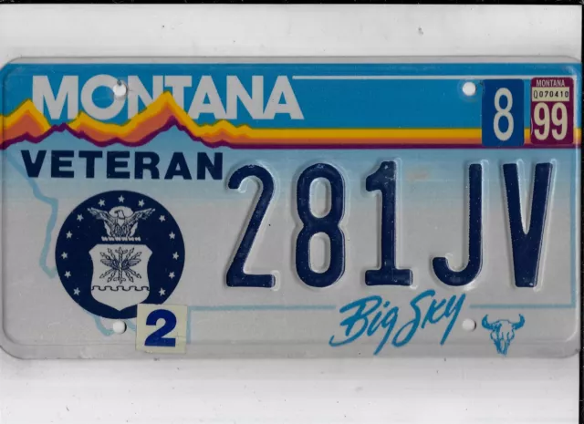 MONTANA 1999 license plate "281JV" ***NATURAL***MARINES VETERAN***